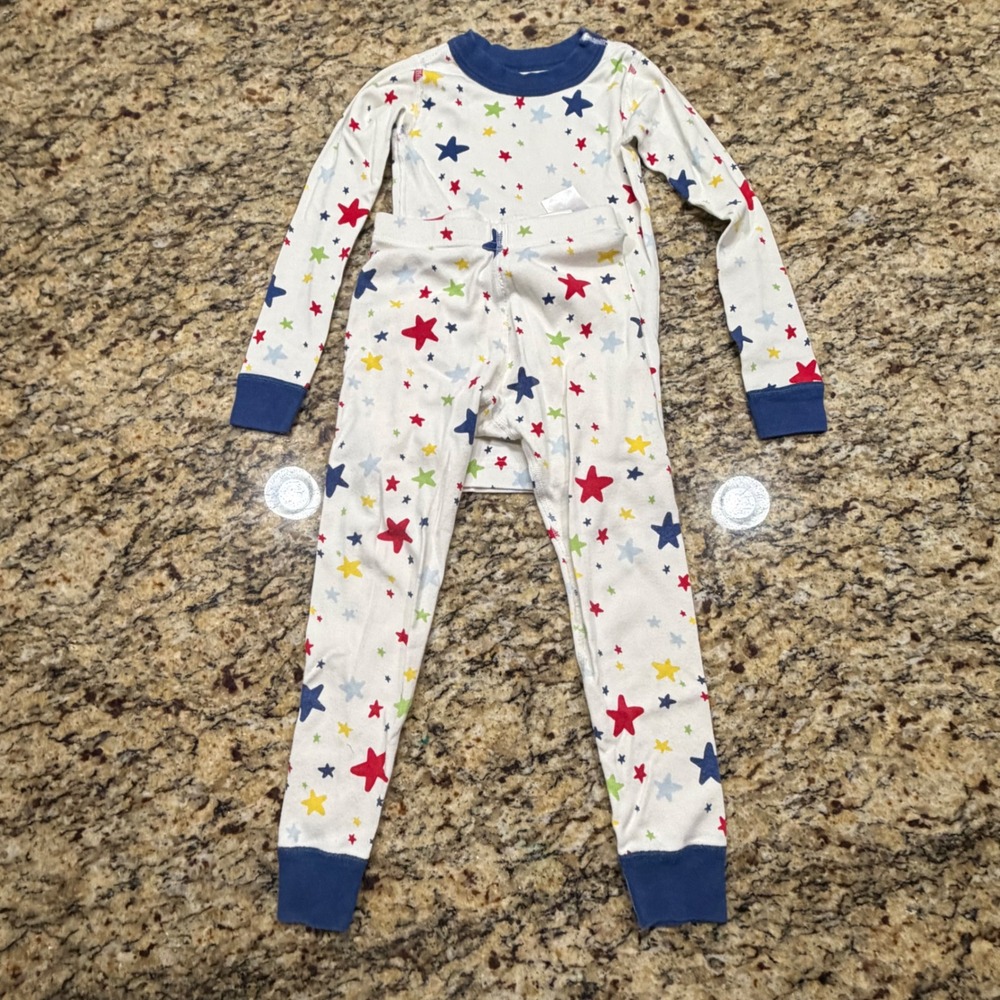 Moon and Back by Hanna Andersson‎ Boy Star Print Pajama Set Blue Red White US 5